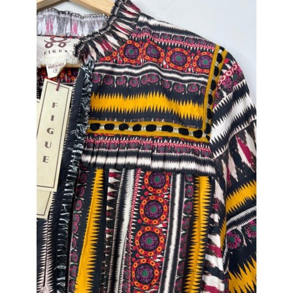 NWT Figue Claire V-Neck Ruffled Fit & Flare Ikabb Band Black Mini Dress - Picture 6 of 8